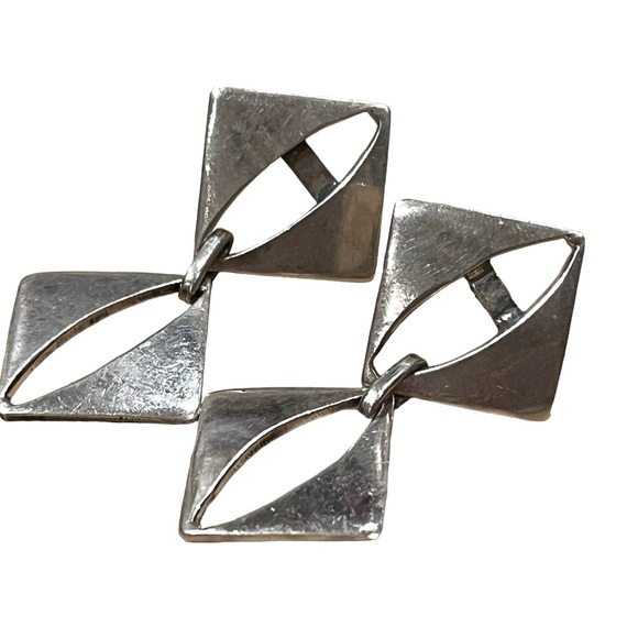 Sterling Silver Diamond Drop Dangle Earrings - Picture 2 of 5